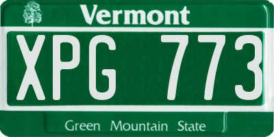 VT license plate XPG773