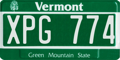 VT license plate XPG774