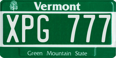 VT license plate XPG777