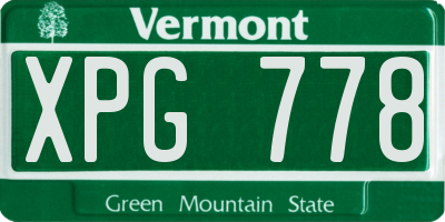 VT license plate XPG778