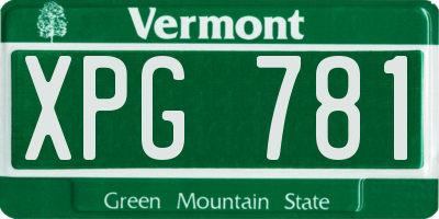 VT license plate XPG781