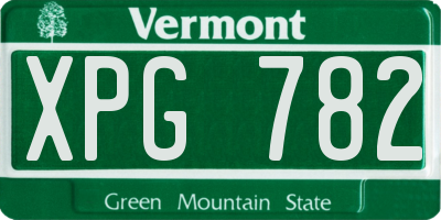 VT license plate XPG782