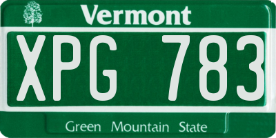 VT license plate XPG783