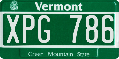 VT license plate XPG786