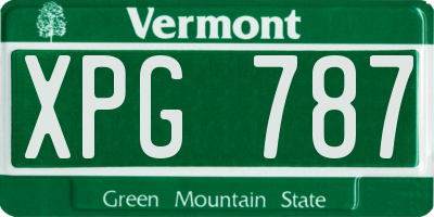 VT license plate XPG787
