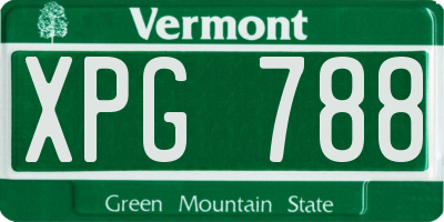 VT license plate XPG788