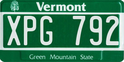 VT license plate XPG792