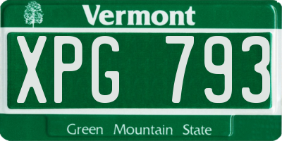 VT license plate XPG793