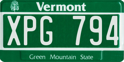 VT license plate XPG794
