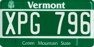 VT license plate XPG796