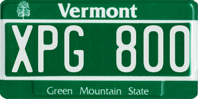 VT license plate XPG800