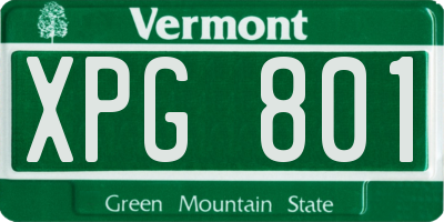 VT license plate XPG801