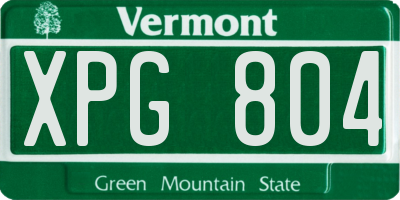 VT license plate XPG804