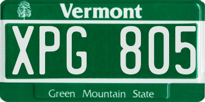 VT license plate XPG805