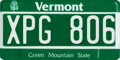 VT license plate XPG806