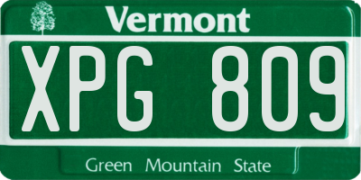 VT license plate XPG809