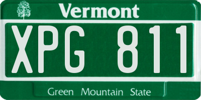 VT license plate XPG811
