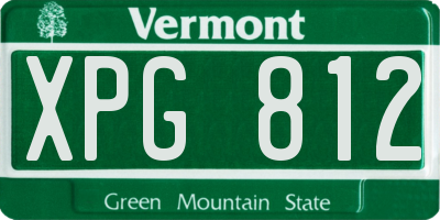 VT license plate XPG812