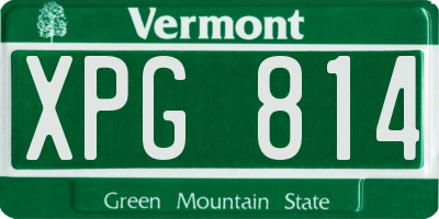 VT license plate XPG814