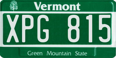 VT license plate XPG815