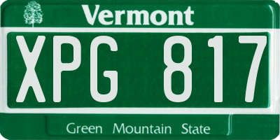 VT license plate XPG817