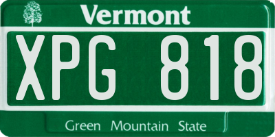 VT license plate XPG818