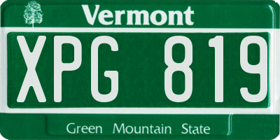 VT license plate XPG819
