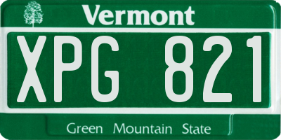 VT license plate XPG821