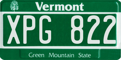 VT license plate XPG822