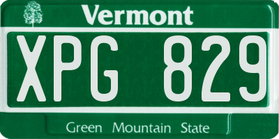 VT license plate XPG829