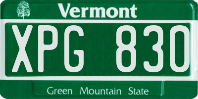 VT license plate XPG830