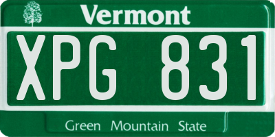 VT license plate XPG831