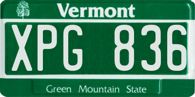 VT license plate XPG836