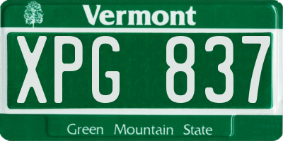 VT license plate XPG837