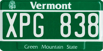VT license plate XPG838