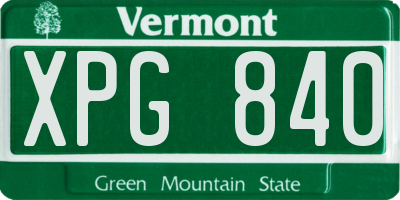VT license plate XPG840