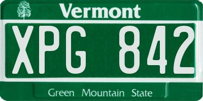 VT license plate XPG842