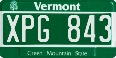 VT license plate XPG843