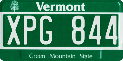 VT license plate XPG844