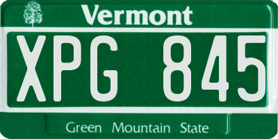 VT license plate XPG845