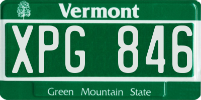 VT license plate XPG846