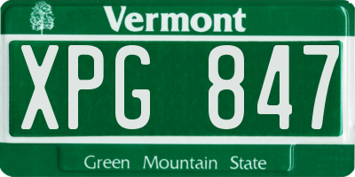 VT license plate XPG847