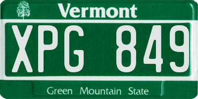 VT license plate XPG849