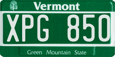 VT license plate XPG850