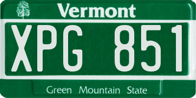VT license plate XPG851