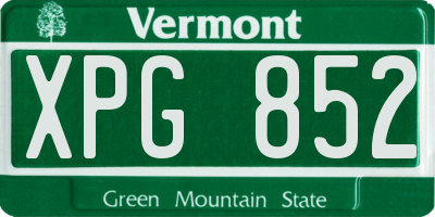 VT license plate XPG852