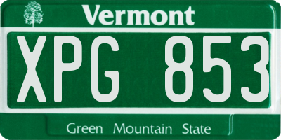 VT license plate XPG853