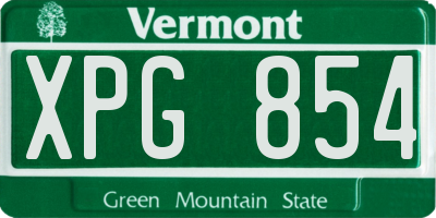 VT license plate XPG854