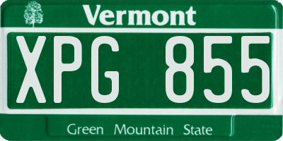 VT license plate XPG855