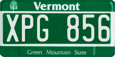 VT license plate XPG856